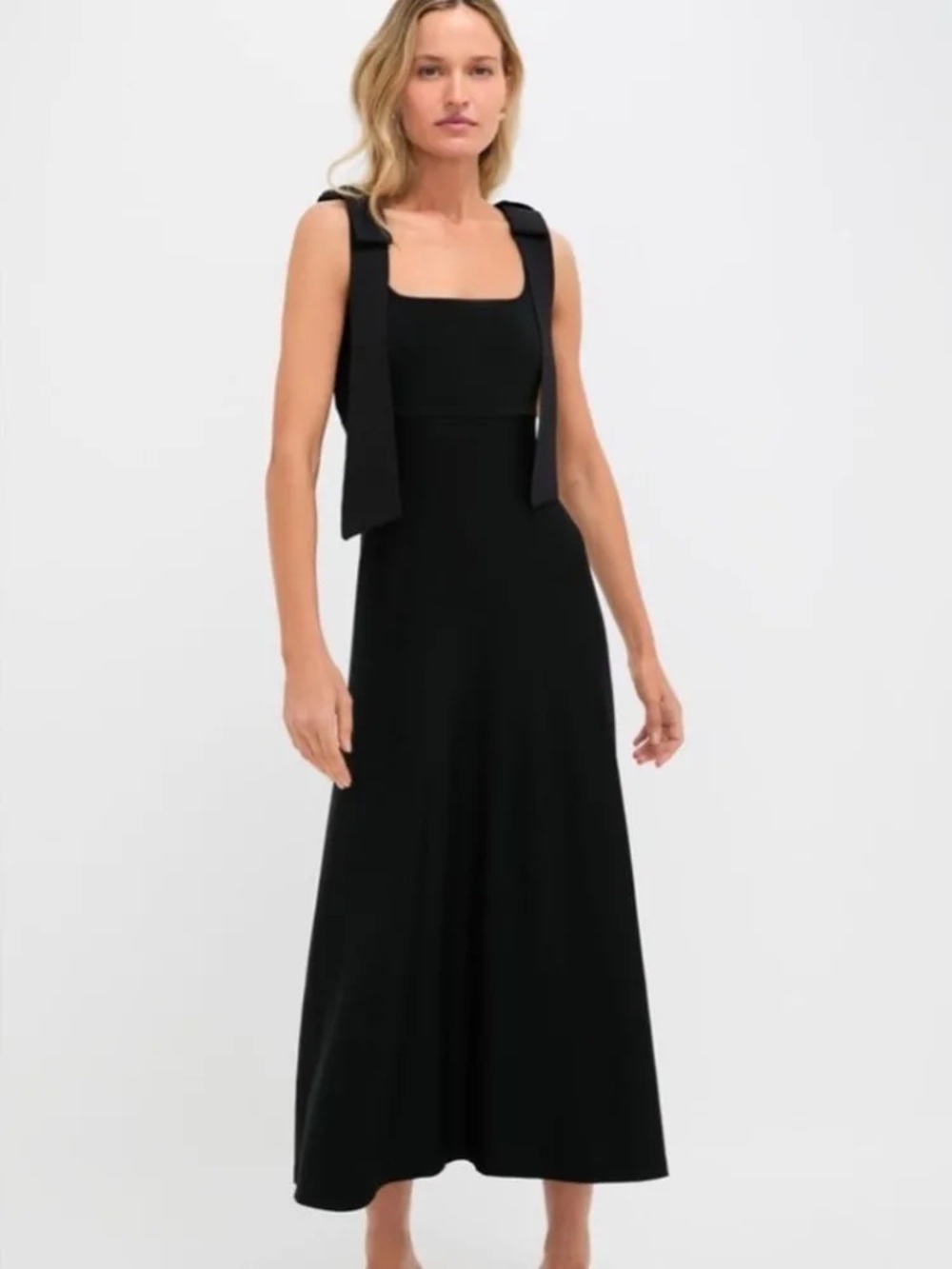 Tuckernuck everleigh Black Tie-Shoulder Square-Neck Midi Dress